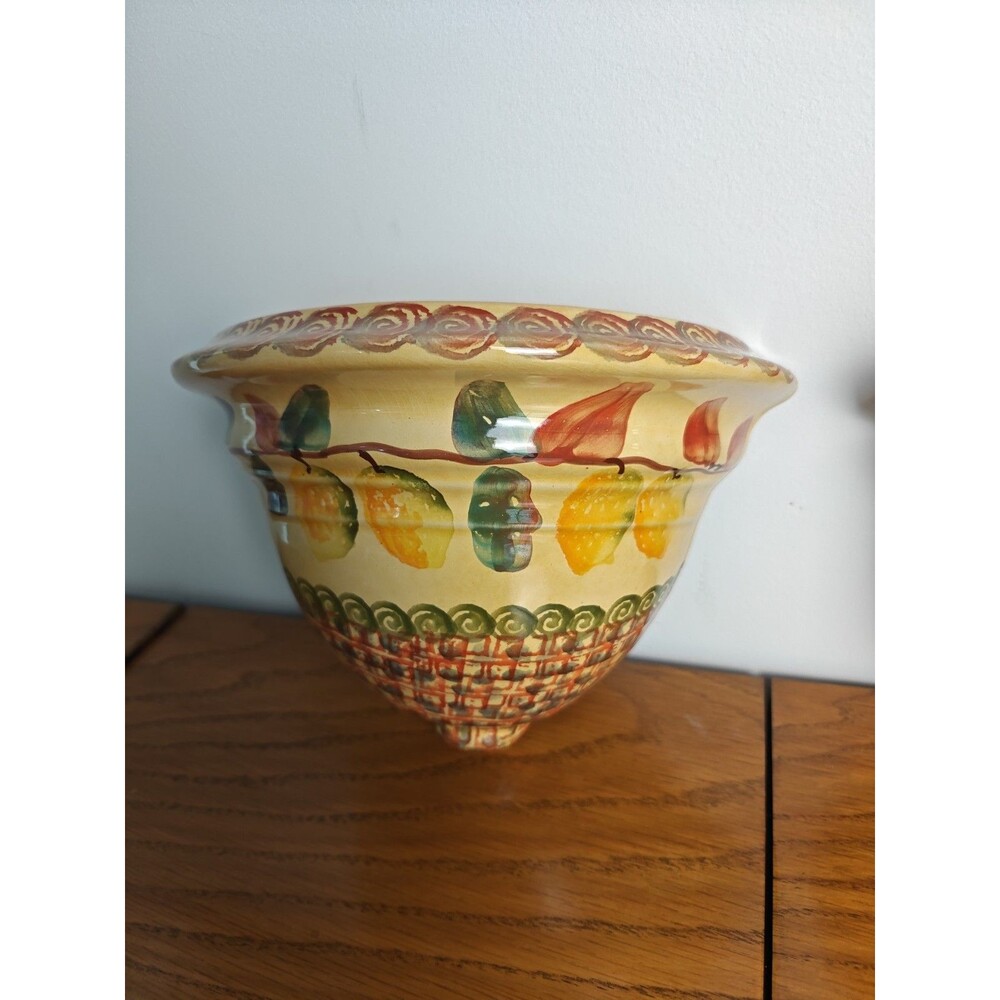 Set Of Vintage Italica ARS Lemon Lime Hand Painted Handmade Wall Shelves Sconces